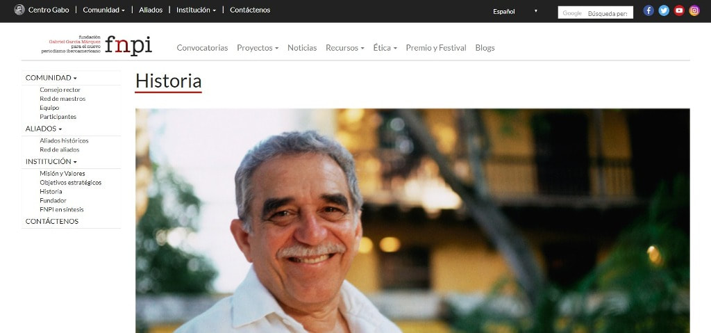 Portada de Fundación García Márquez para el Nuevo Periodismo