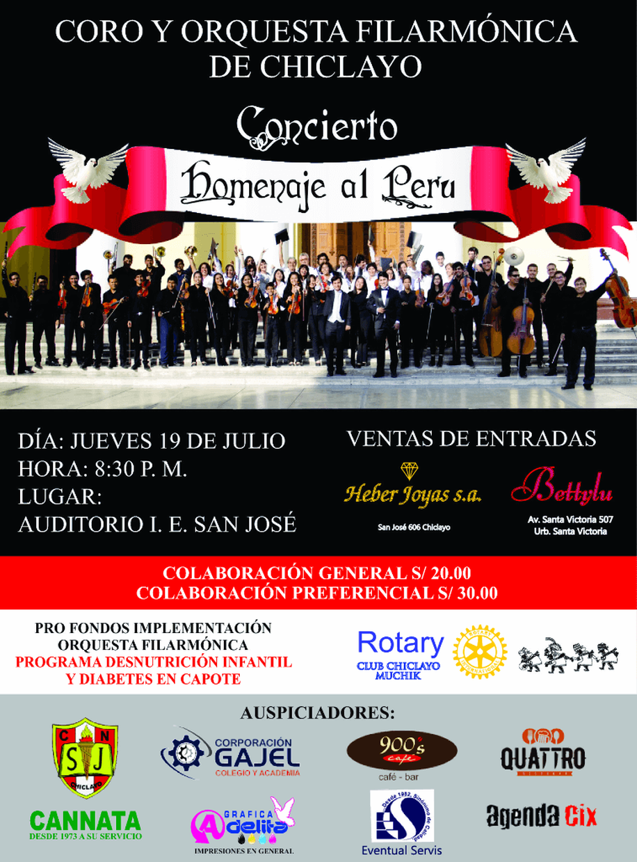 Concierto “Homenaje al Perú” a cargo del Coro y Orquesta Filarmónica de Chiclayo vía Agenda CIX