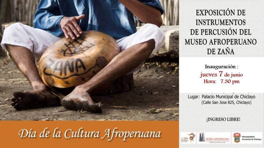 Exposición de instrumentos de percusión del Museo Afroperuano de Zaña vía Agenda CIX