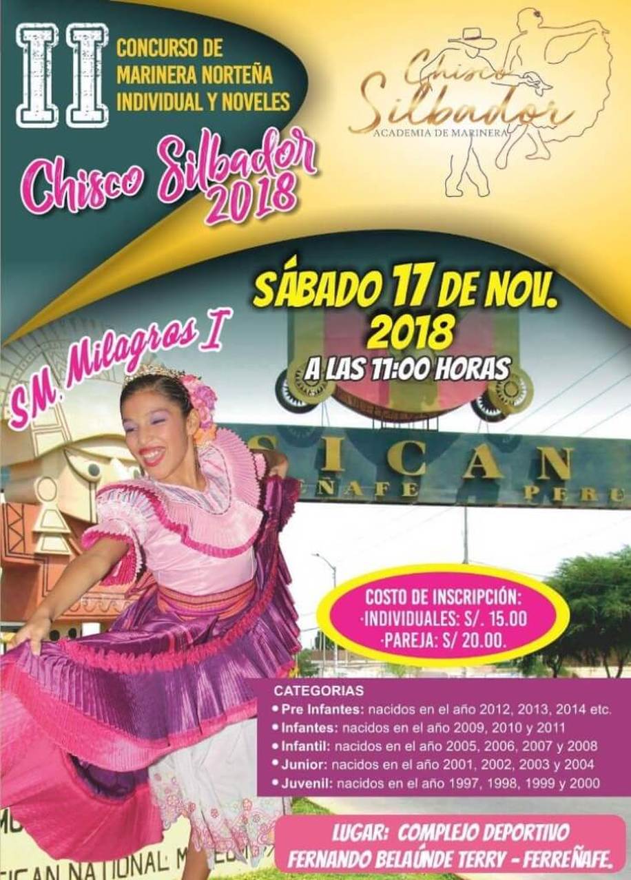 II Concurso Noveles e Individuales de Marinera Norteña Chisco Silbador 2018  vía Agenda CIX